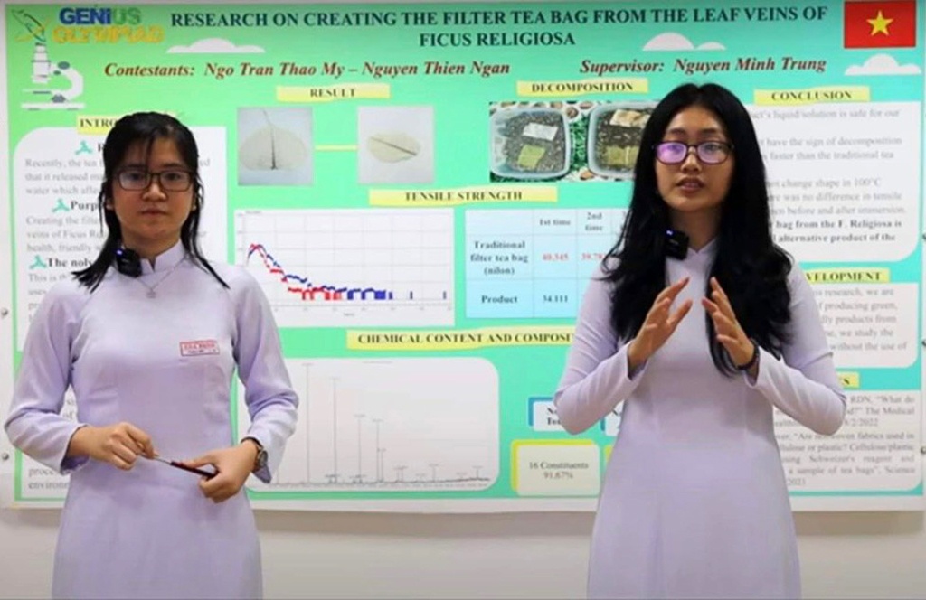 Sáng chế túi lọc trà từ lá cây, hai nữ sinh ở TP.HCM ‘giật giải’ quốc tế